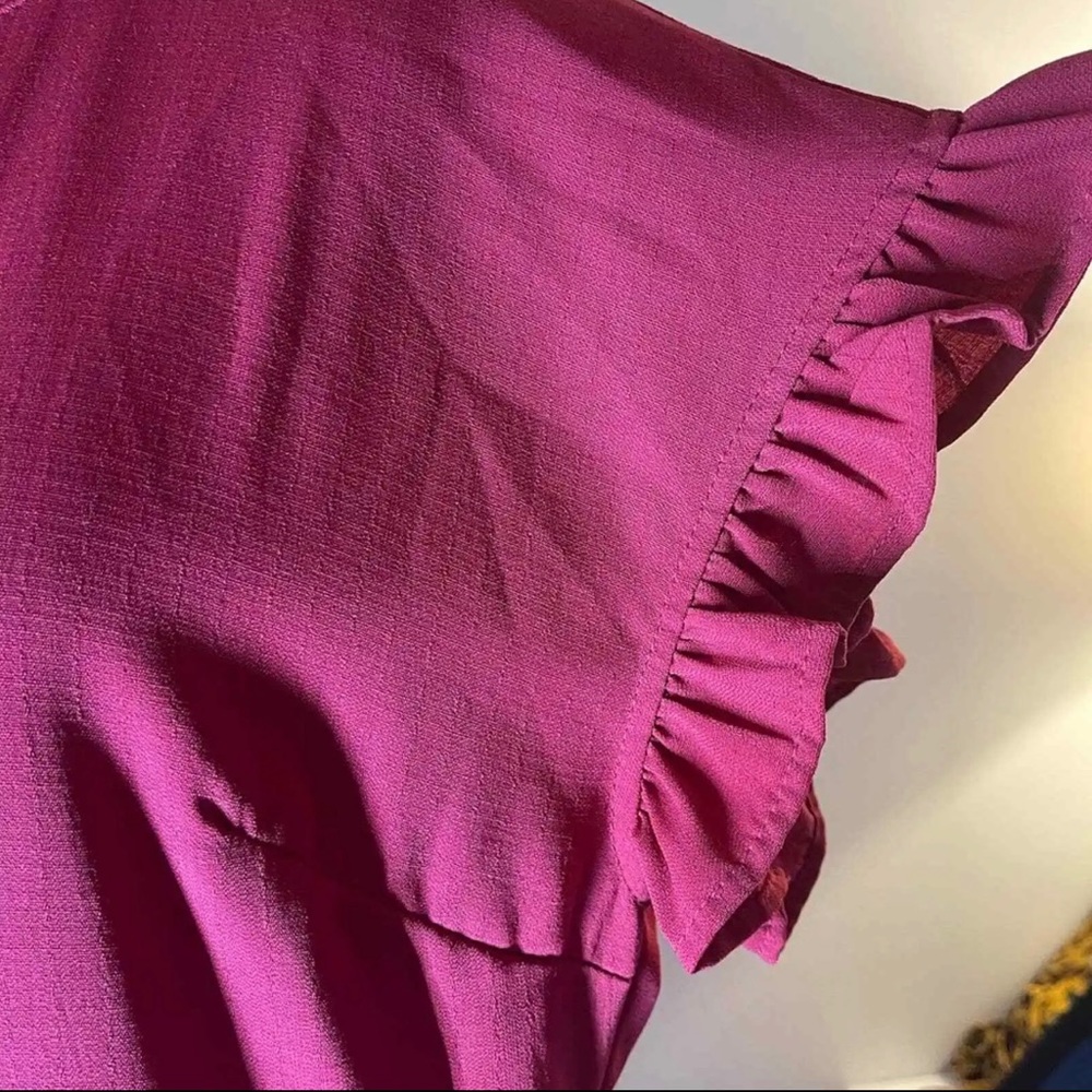 Miholl Burgundy Color A -Line Ruffle Dress Size Small - Picture 10 of 12